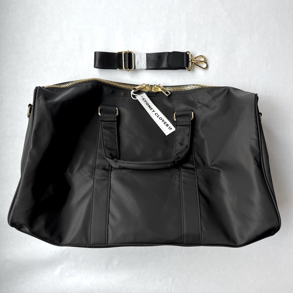 Stoney Clover Lane Noir Black Nylon Duffel Bag with Gold Metal Hardware NWT - Picture 2 of 10